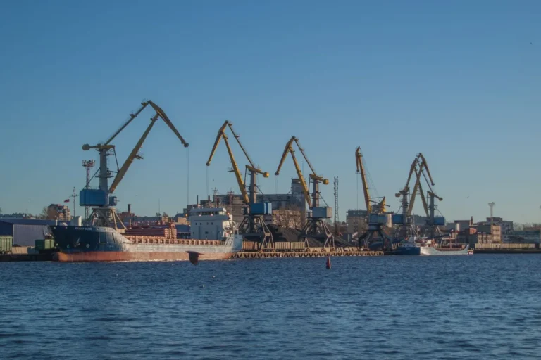 Busy shipyard with cranes and ships, ship building companies in India.